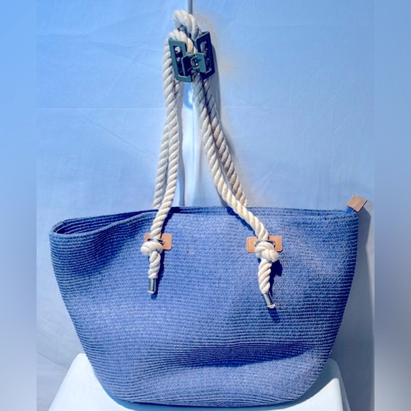 Magid Black Handbags - Nautical Blue Canvas Tote with Rope Handles